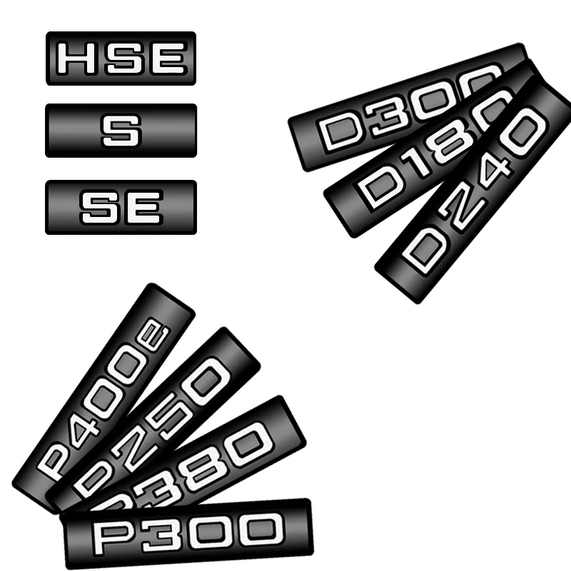 Glossy Black Car Emblem Metal Letter D180 D240 D300 P300 P380 P400e P250 S SE HSE Badge Logo Body Decals Sticker for Land Rover