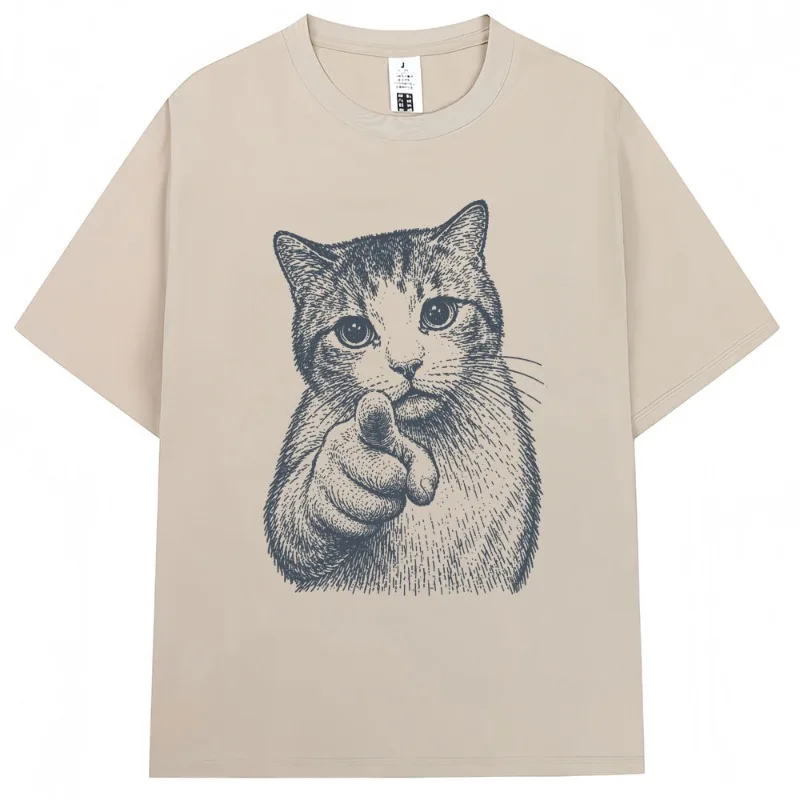 Guide Cat Fashion Round Neck Pure Cotton Printed Men's and Women's Short Sleeved Summer New Personalized Casual T-shirt