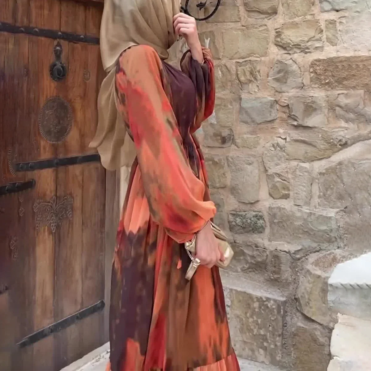 Muslim Dress Kaftan Abayas for Women Long Chiffon Printed Dress for Women Fashion Temperament Abaya Dubai Caftan Robe Vestidos