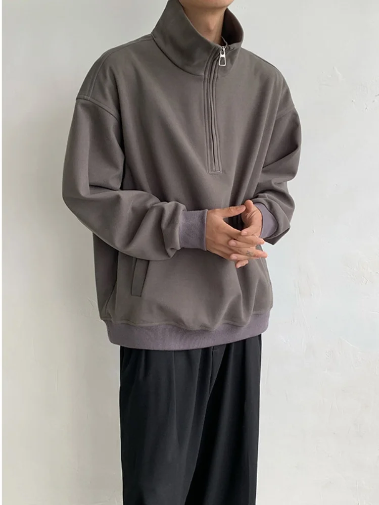 

Мужская толстовка American Sle Heavyweight на молнии с высоким воротником, осенне-зимняя шерстяная верхняя одежда премиум-класса, пальто с отложным воротником