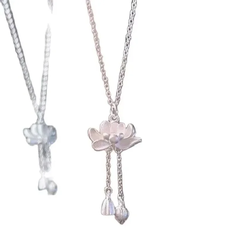 جديد النمط الصيني لوتس شرابة قلادة قلادة للنساء الطازجة والحلو نمط قلادة Collares tendencia 2025 مجوهرات