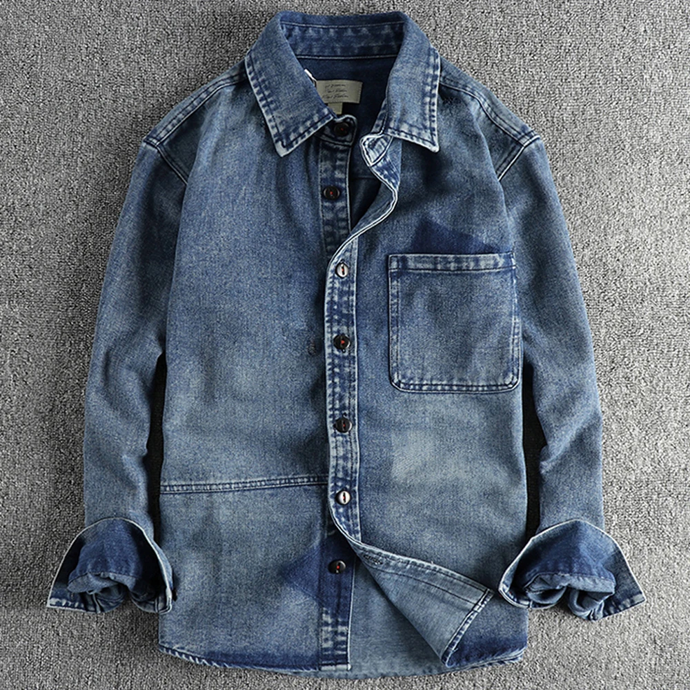 Casual Fashion Denim Shirt Long Sleeve Vintage New Top Tee Shirt Coat Summer Jeans Overshirt Workwear Classic Man Brand Clothing