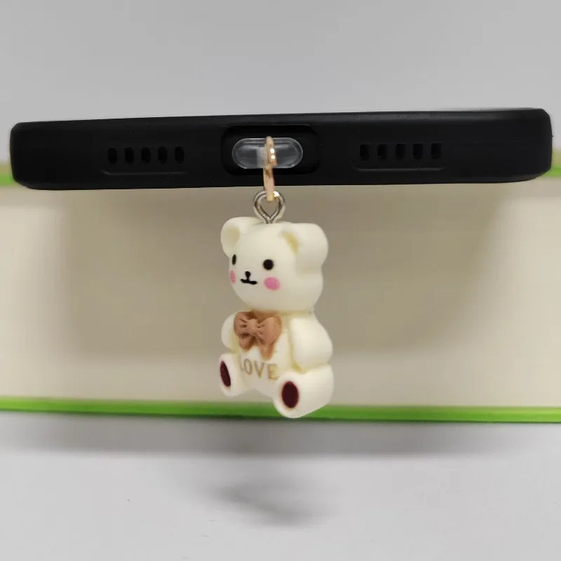Tapón antipolvo de oso de estilo coreano, puerto de carga de teléfono para el Día de San Valentín, tapón de protección contra el polvo para iPhone tipo C, regalo para pareja