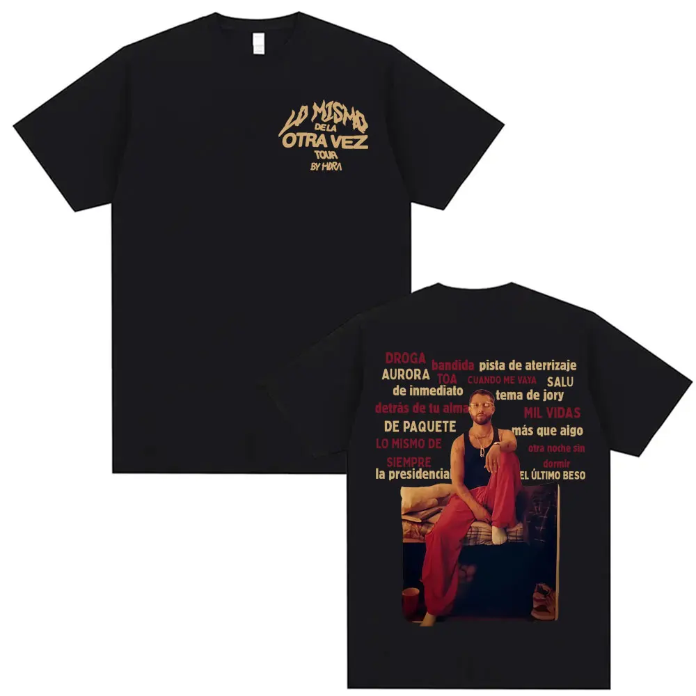 

Rap Singer Mora Lo Mismo Dela Otra Vez Tour T-shirt 2026 Summer Harajuku Retro Cotton Casual Oversized T-shirt for Men Women