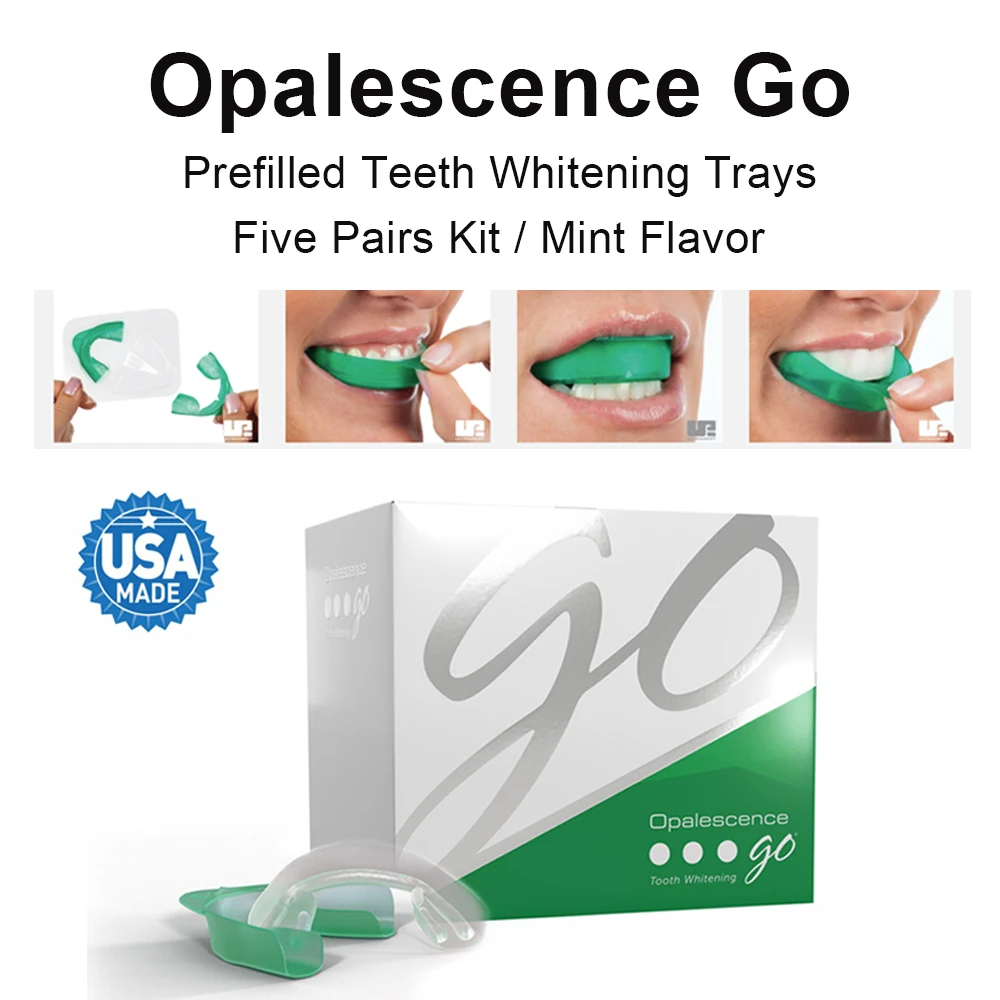 Opalescência Go Whitening Bandejas, Pré-preenchido Kit Paciente Take Home, Hortelã Sabor, americano ultravioleta