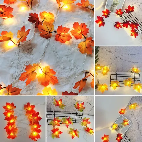 1.5m 3m 6m 10/20/40 조명 단풍 나무 잎 화환 Led 요정 조명 가을 잎 문자열 조명 할로윈 크리스마스 DIY 장식