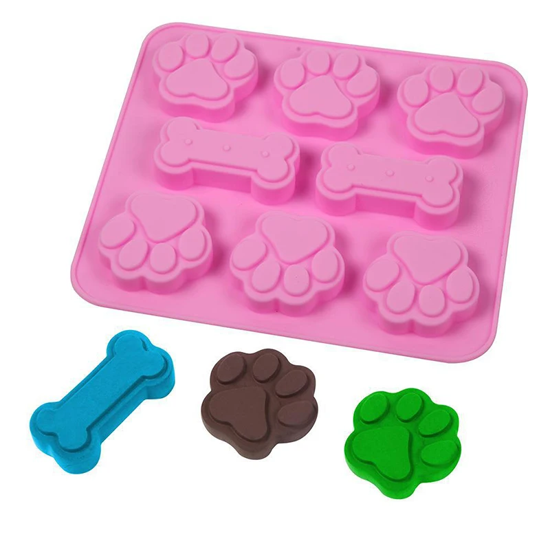 Diy Silicone Cat Animal Paw Pet Print Baking Mold Reusable Homemade Dog Treats Candy Cookie Jelly Ice Cube Chocolate Mould