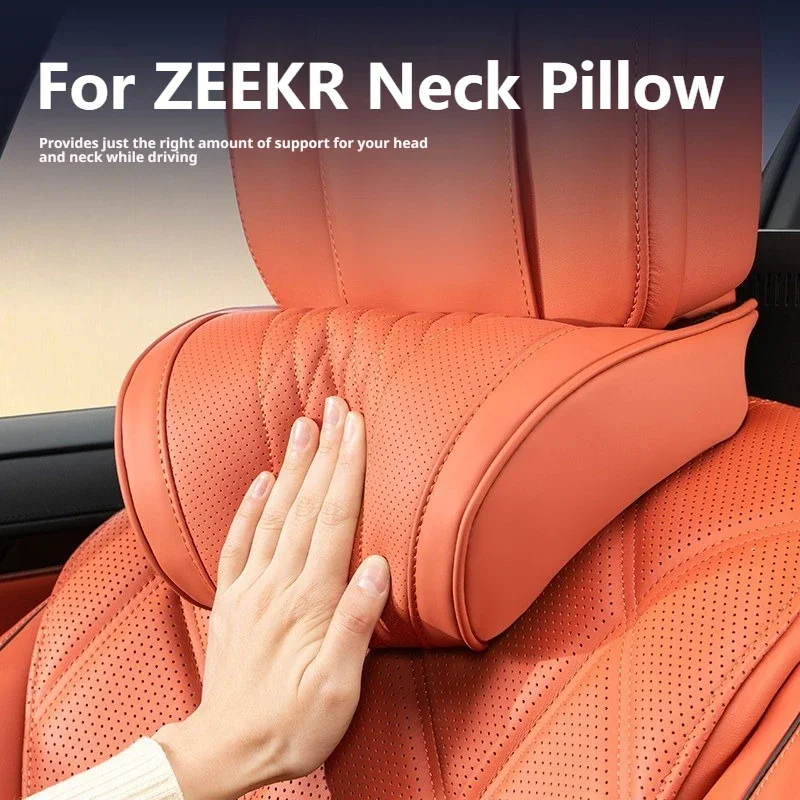Luxury Nappa Leather Latex Car Neck Pillow For ZEEKR 001 FR 007 7GT 009 Grand X 7X MIX 9X Ergonomic Support Car Waist Pillow