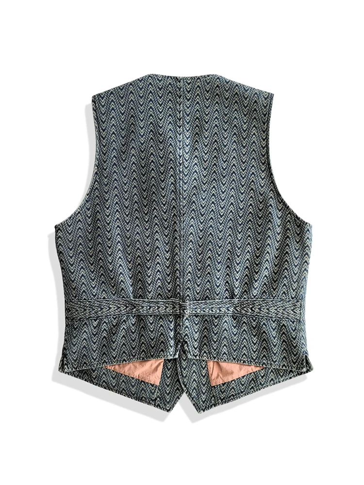 Men's Amekaji Wear Clothes American Retro Green Fruit Collar Vest Washed Distressed Good Quality