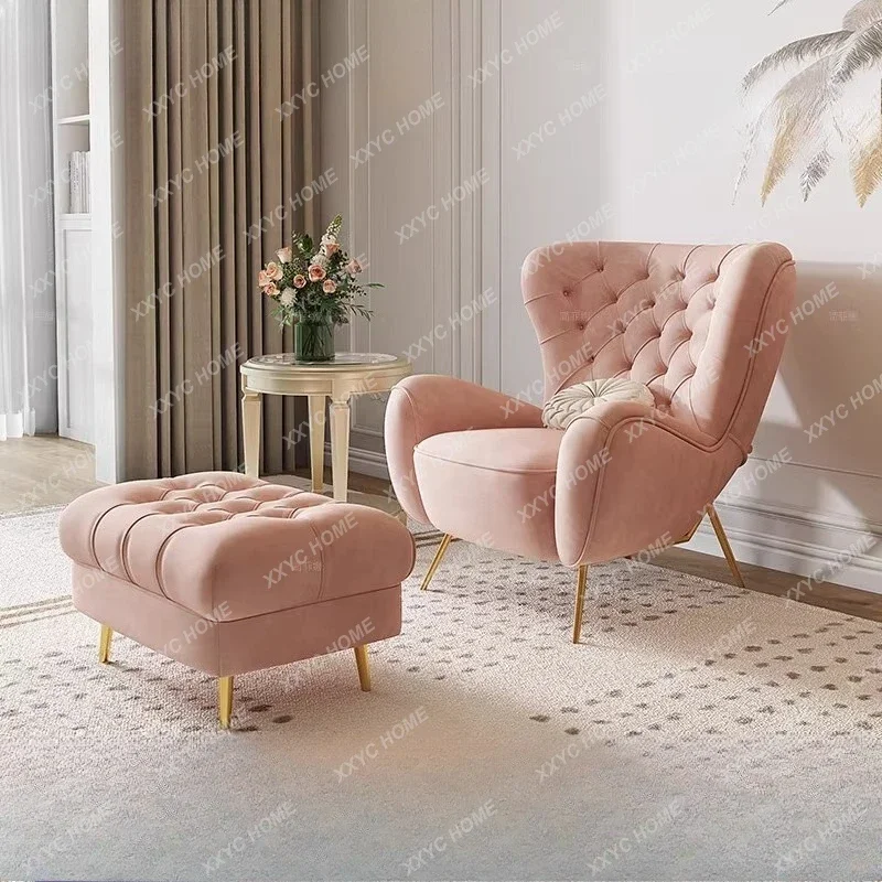 AASingle Sofa, Bedroom, Pink Fairy Chair, Pull Down Lounge Chair, American High Back Chair