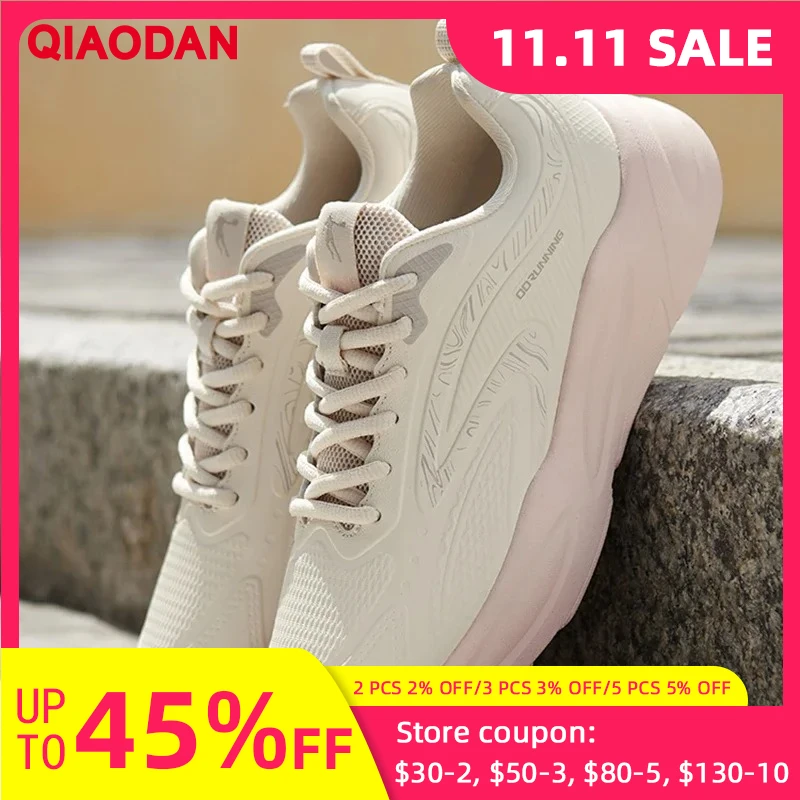 

QIAODAN Running Shoes for Women 2025 New Leather Waterproof Soft Sole Shock-Absorbant Non Slip Lightweight Sneakers XM46230212B