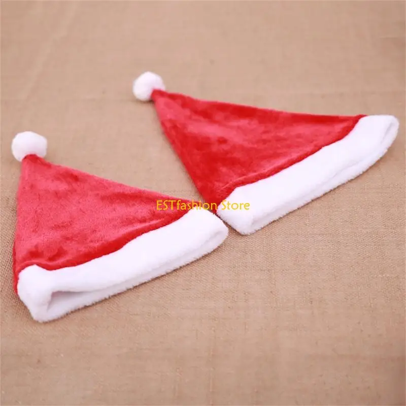 Y5GC Warm Plush Santa Hats Comfortable Travel Friendly Foldable Christmas Cap For Family Gathering Festival Event Dressingup