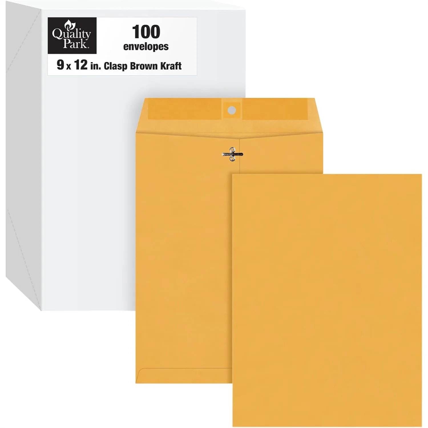 

9x12 Clasp Envelopes with Gummed Flaps for Mailing, Filing, 28 lb Kraft, 100 Pack