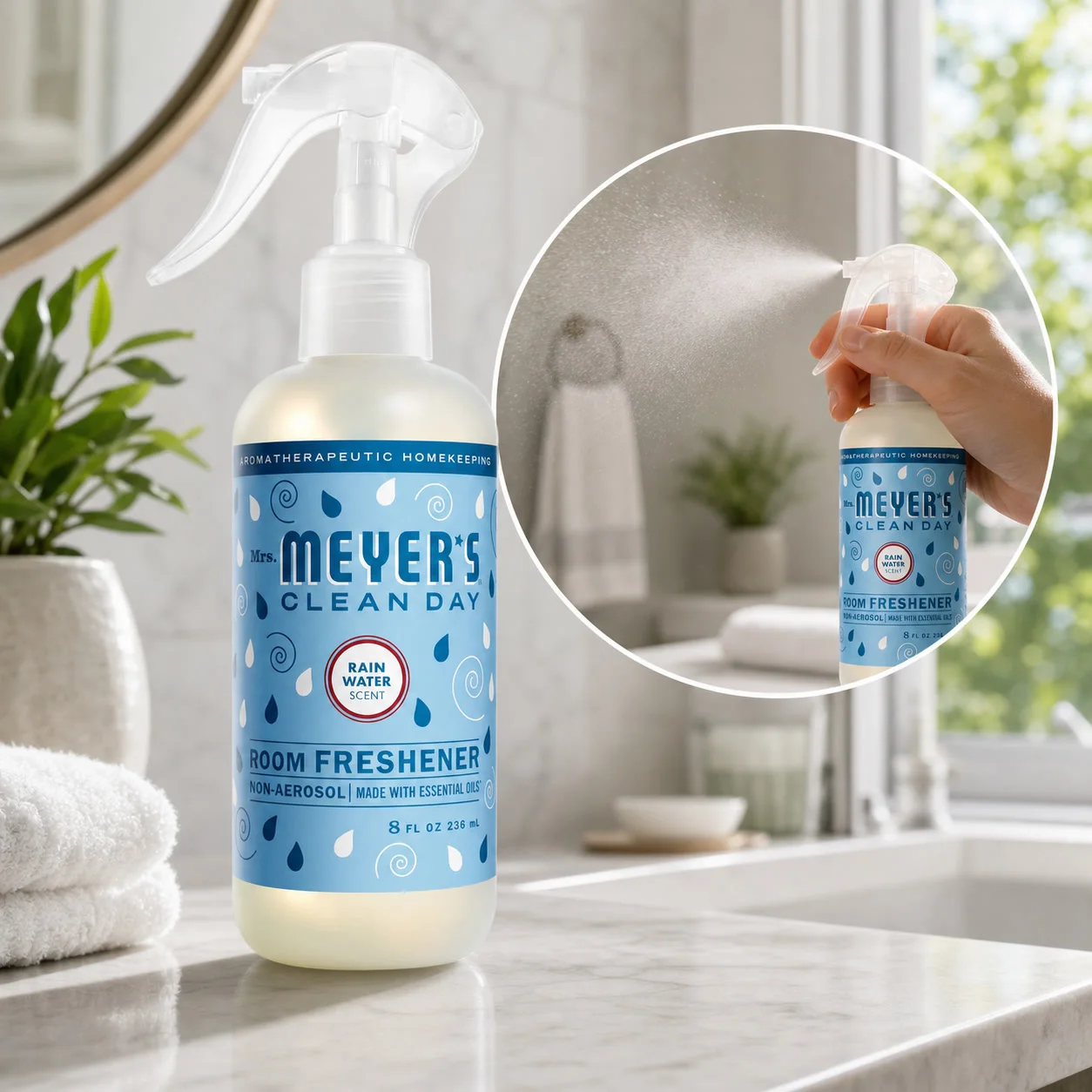 Rain Water Room Air Freshener Spray, Paraben-Free Phthalate-Free Home Bathroom Odor Neutralizing Mist