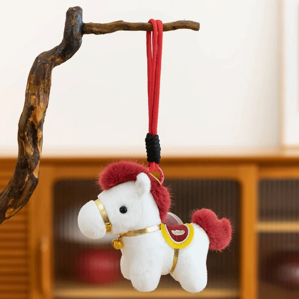 พวงกุญแจม้าตุ๊กตาขนนุ่ม น่ารัก สไตล์จีน ตุ๊กตาม้านำโชค