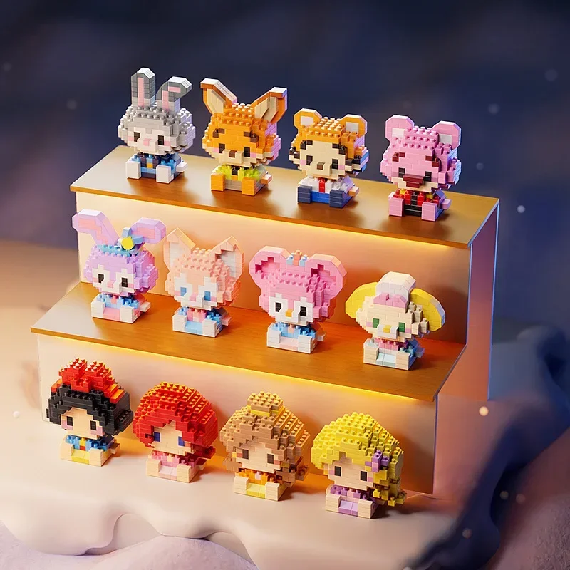 Disney Stitch Princess Series rompecabezas para niños montaje juguete de bloques de construcción Anime figura de acción NLNM