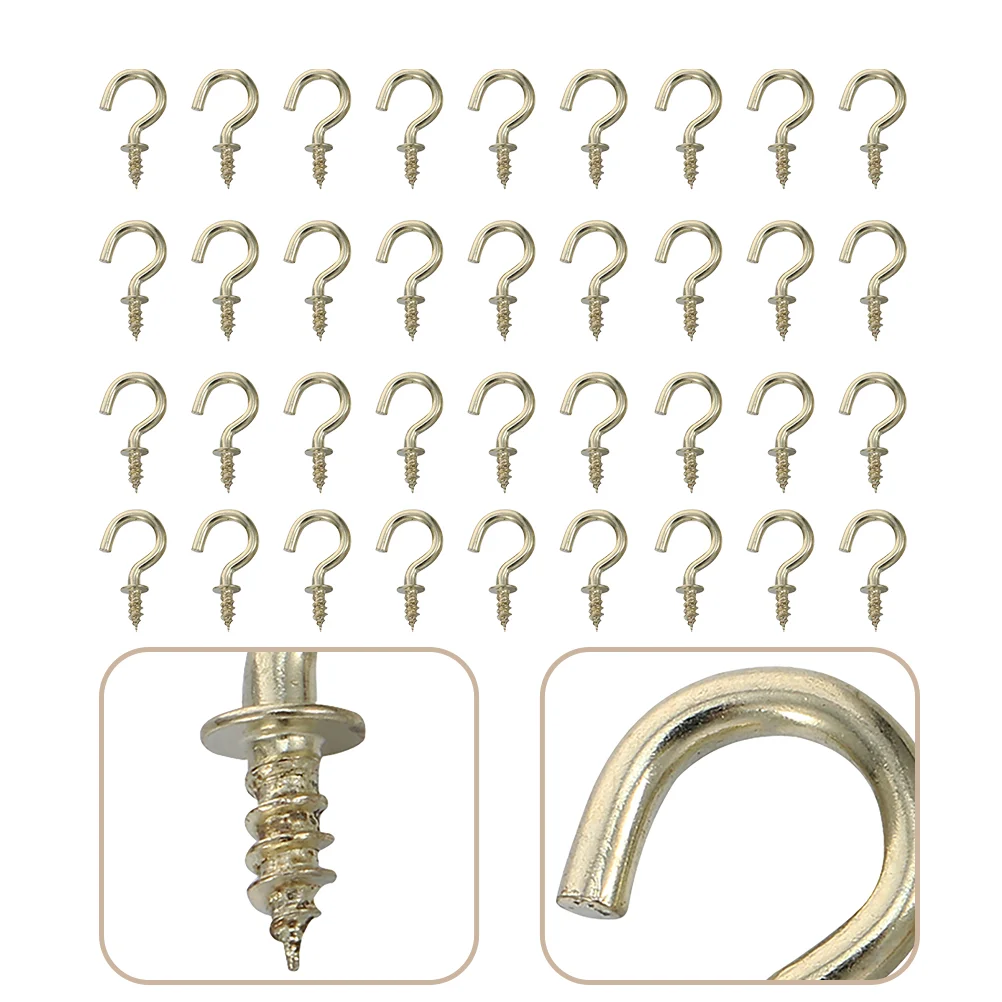 

100pcs Plank Hooks Hanging Hook Question Mark Shape Hooks Metal Screw Hooks Carbon Steel Hook(Gloden)