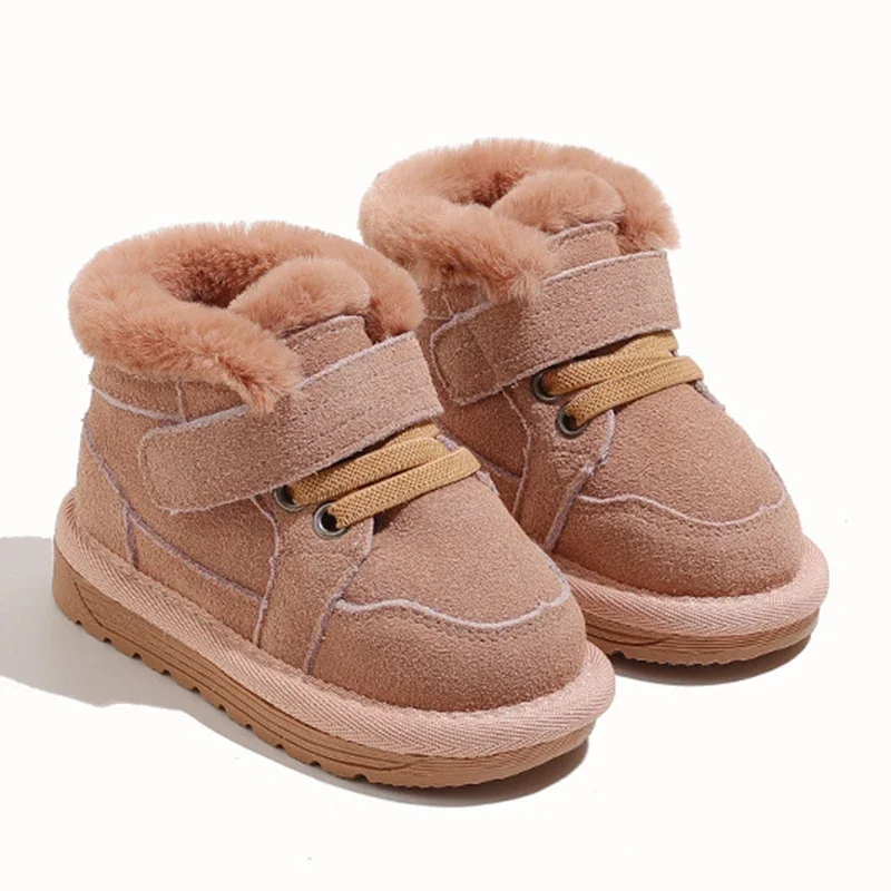 Bottes de neige en velours à l'offre elles souples pour bébé fille, chaussures décontractées, courtes, coordonnantes, chaudes, coton, enfants, hiver