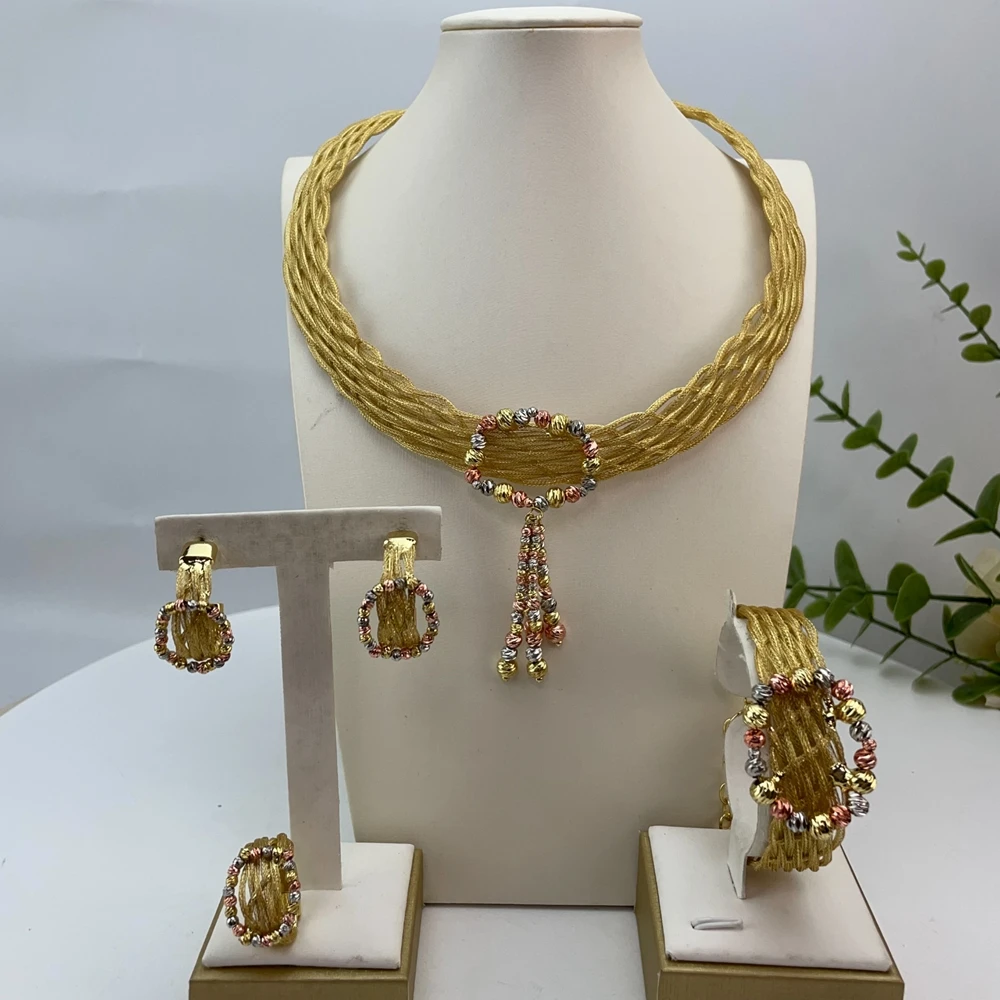 Latest Brazilian Exquisite Handmade Beautiful Necklace Wedding Party Accessories Fashion Women Jewelry Set FHK28430