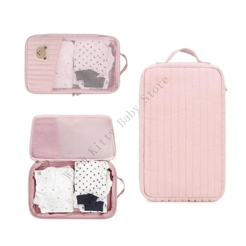 حقيبة حفاضات لتنظيم ملابس الأطفال القطنية من XXFE مع سحاب سريع الوصول، تصميم خفيف الوزن للسفر والاستخدام اليومي #4