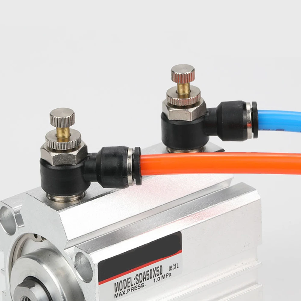 SL Black Pneumatic Quick Connector PU Air Pipe 10 12mm Cylinder Solenoid Valve Speed Control Throttle Connector 1/8 1/4 3/8 1/2