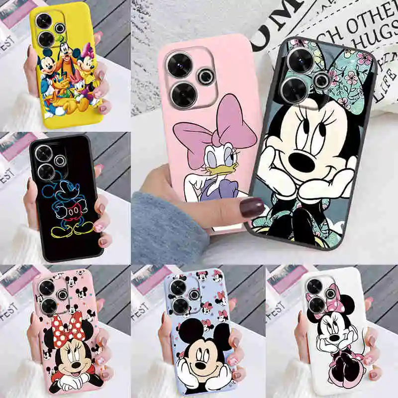 Mickey Minnie Pink For Redmi 13 4G Case Redmi Note 13R Anime Cartoon Soft Silicone Fundas For Xiaomi Poco M6 4G Cover Protective