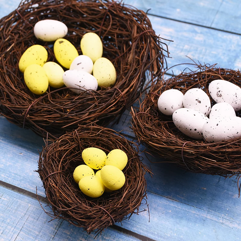 

Easter Party Decor 8-25cm Vine Brown Bird Nest House Easter Eggs Wreath DIY Rattan Garland For Vintage Wedding Home Ornaments