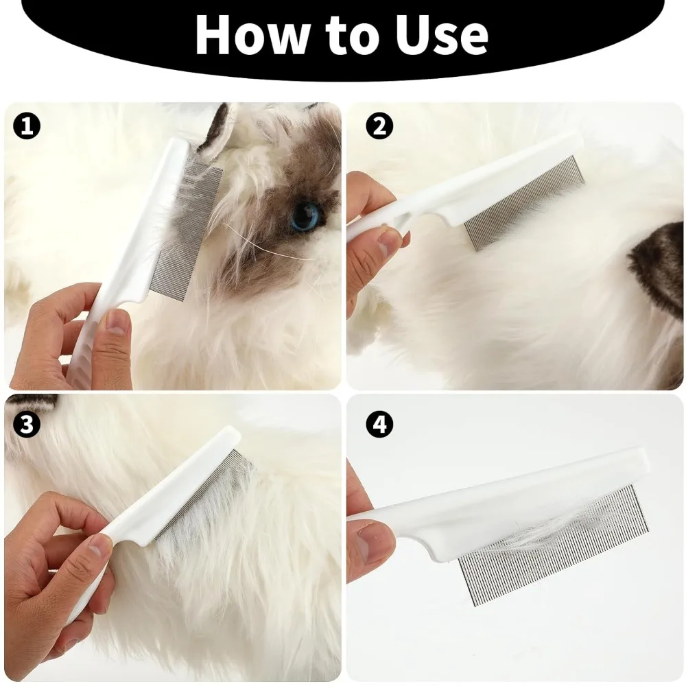 Stainless Steel Fine Tooth Comb  Puppy Cat Hair Grooming Brush Dog Flea Louse Shedding Tools Cat Dog Bath Cleaning Supplies image 4
