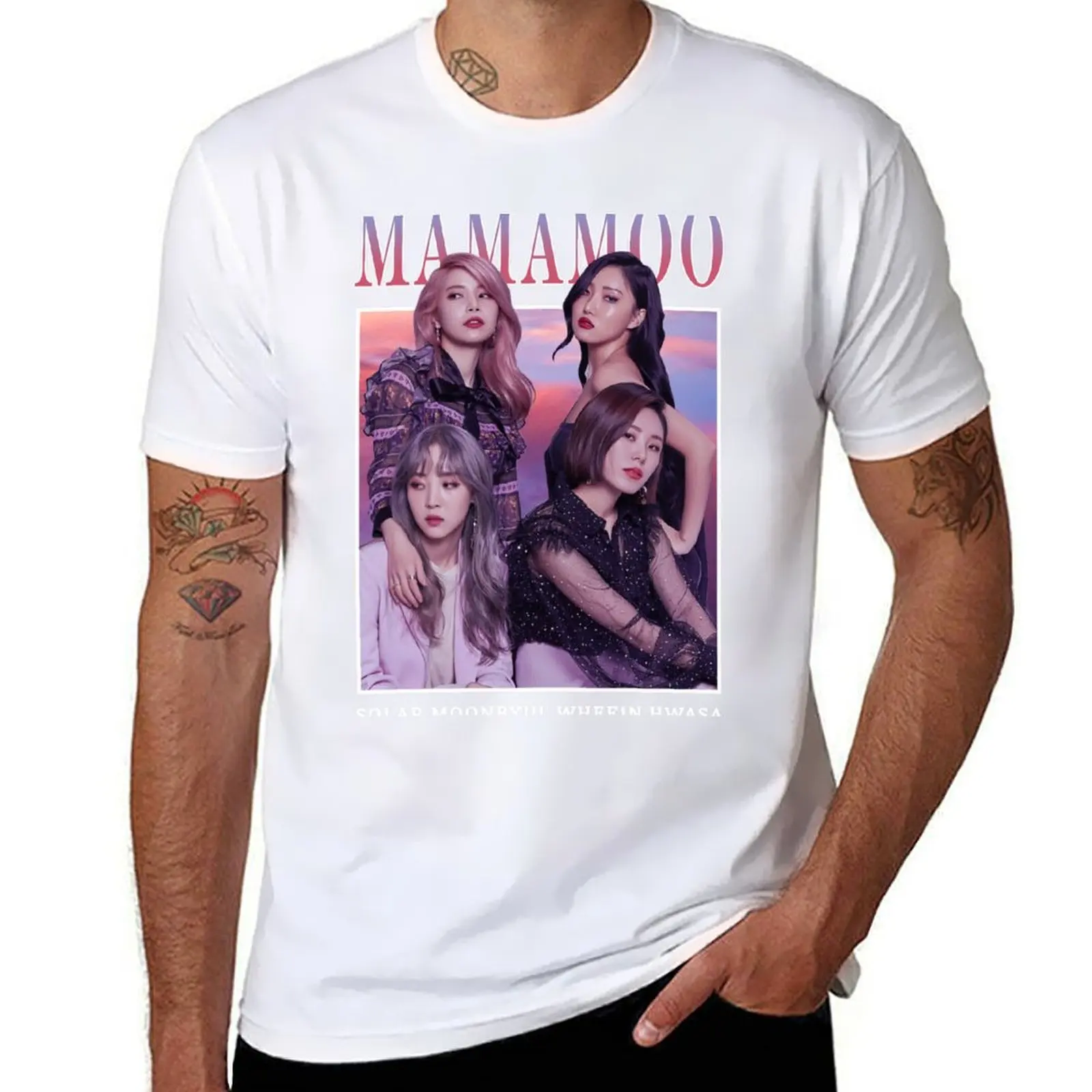 Style Retro MAMAMOO 90s Band Vintage Members Photoshoot T-Shirt Casual Graphic Print Tee