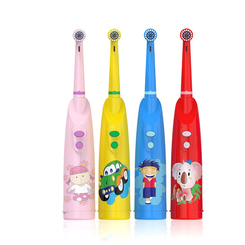 Children's Sonic Electric Toothbrush Battery Type IPX5 Waterproof Cartoon Kids Teeth Whitening Rotating Toothbrush Soft Bristle