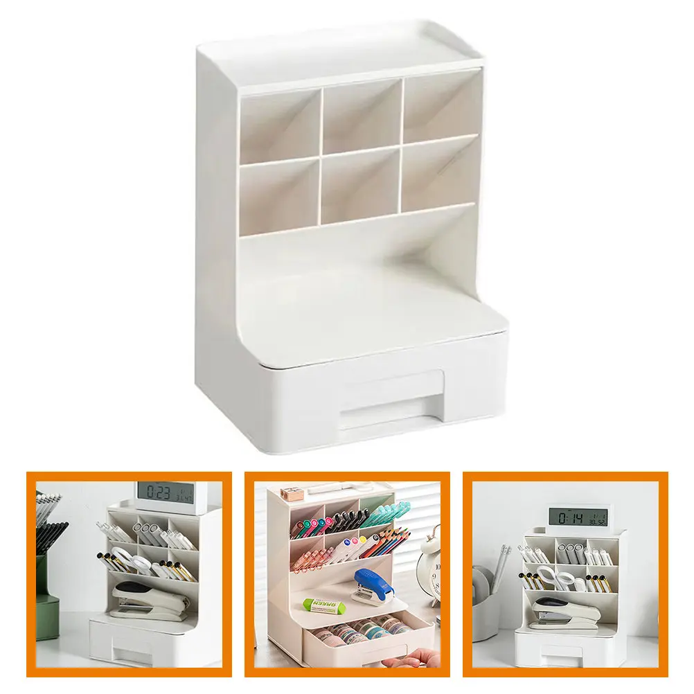 

Sturdy Plastic Desk Organizer with Smooth Edges Compartment Pen Holder for Office School Home Desktop Stationery Sorting Neat