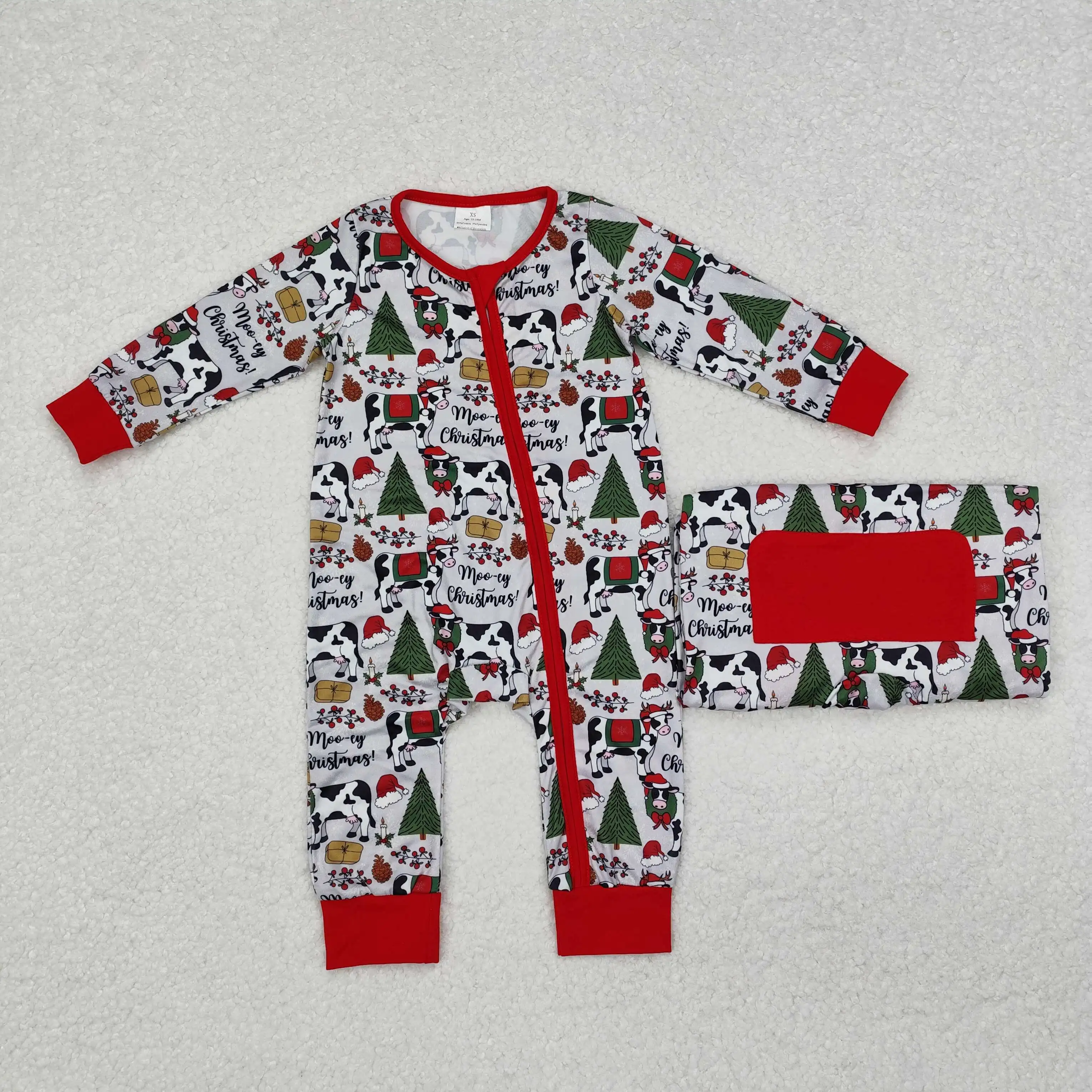 

new rts infant boys onesies wholesale boutique christmas tree cow pattern gray romper holiday wear