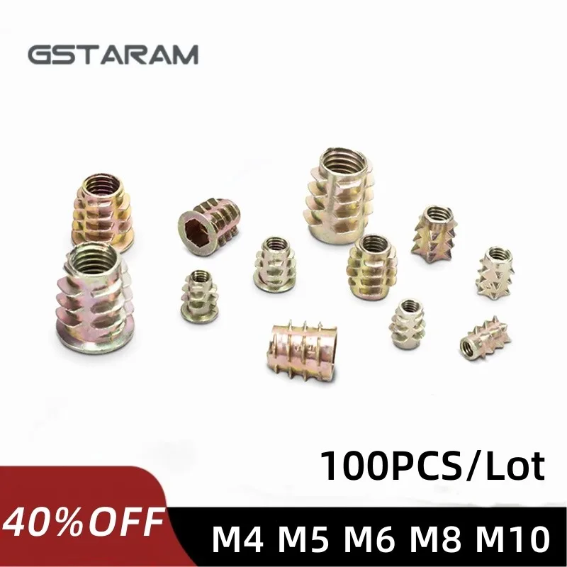 

100PCS/lot M4 M5 M6 M8 M10 Zinc Alloy Thread Screw Nuts For Furniture Wood Insert Nut Flanged Hex Drive Head Nuts