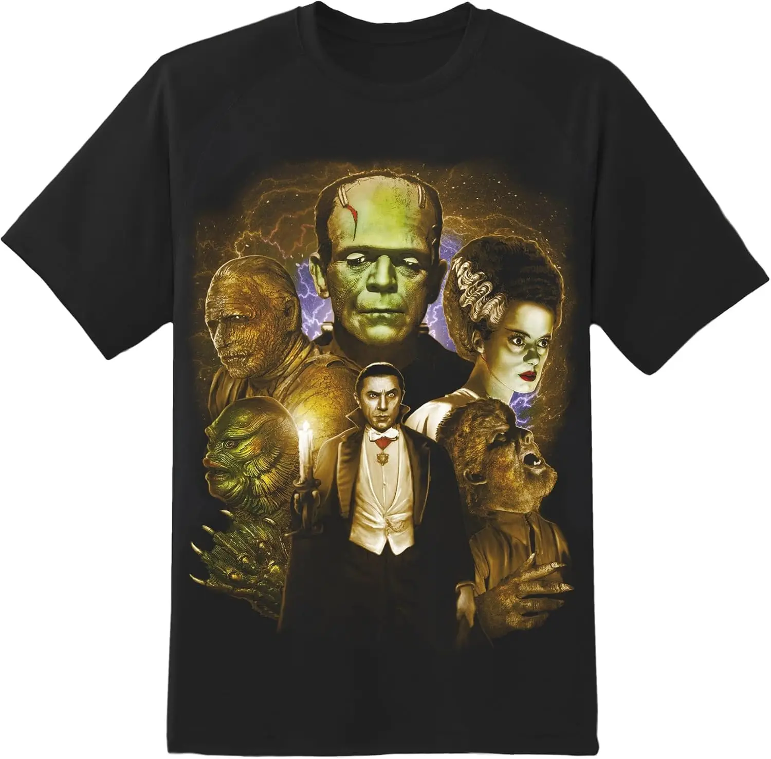 Men's Universal Monsters Full Color Collage T-Shirt Black