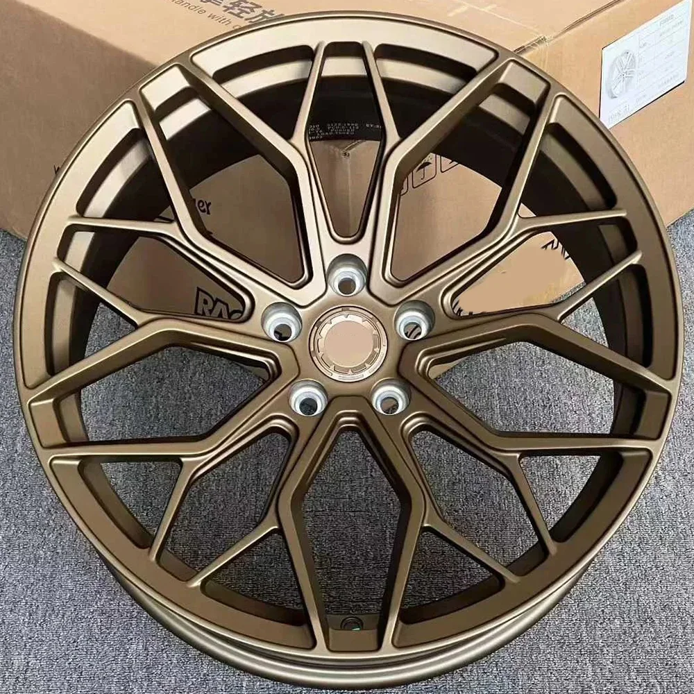 ForXINLAI Custom 1-Piece Forged Passenger Car Wheels 19-21 Inch Matte Bronze Split 5 Spoke Rims 5x112 5x120 for