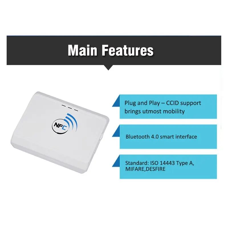 【RECOMENDAR】5X Wireless Contactless 13,56 MHz NFC Reader Bluetooth Android RFID Mobile Card Reader Writer (ACR1311)