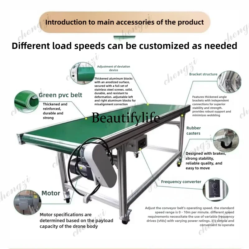

K182 Small Conveyor Belt System Transport Machine Mini Sorting Production Line Conveyor for Warehouse Packaging Manufacturing