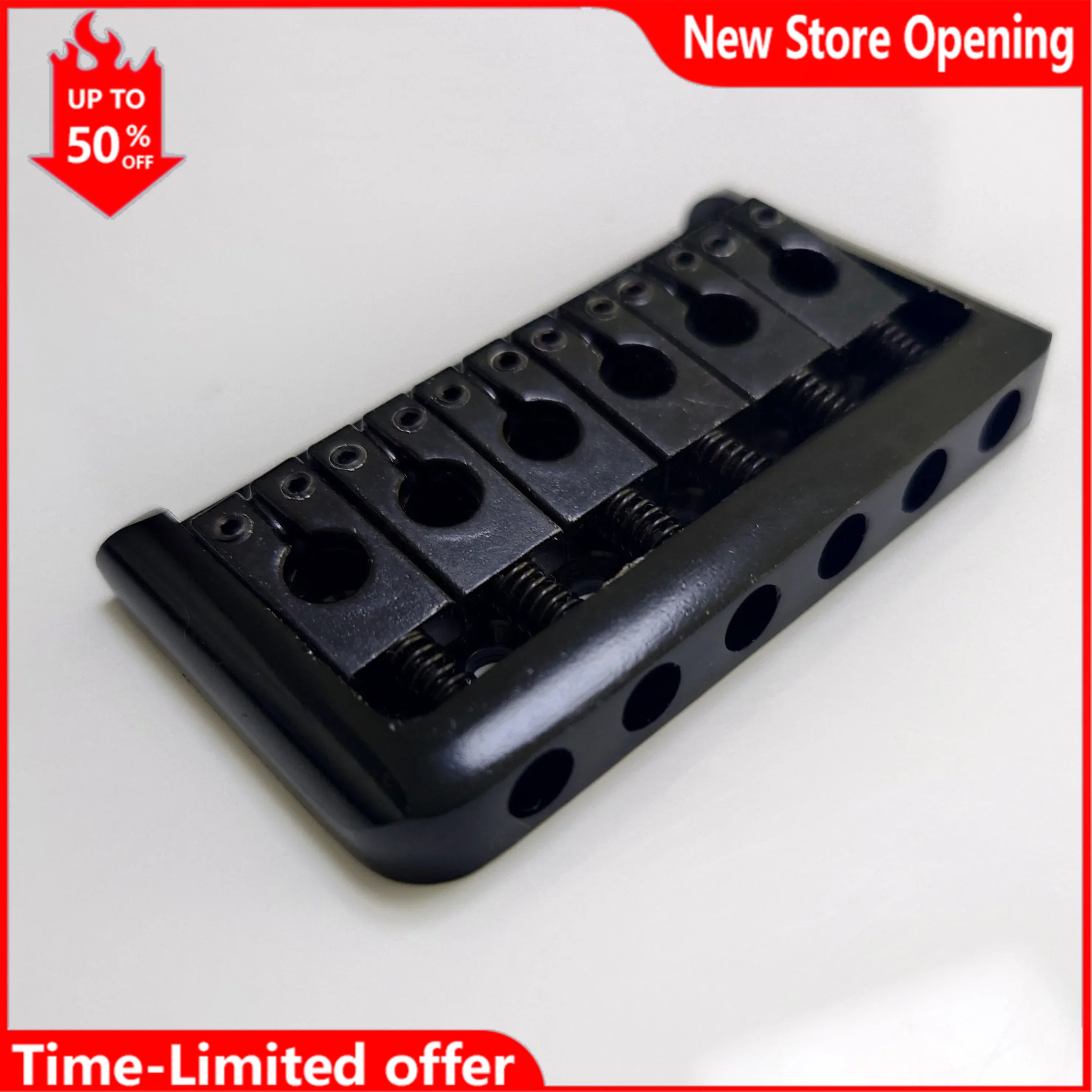 6 String Fixed Bridge 1 Set Iron Saddle Bridge Tailpiece Black for Electric Guitar Parts 76.5x44.5MM Hard Tail Parts