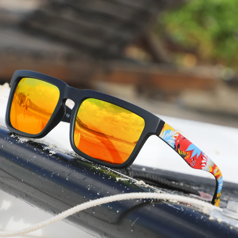 KDEAM Polarisierte Quadratische Sonnenbrille für Herren, Anglerbrille mit 5-Tank-Metallscharnieren – Detail 1