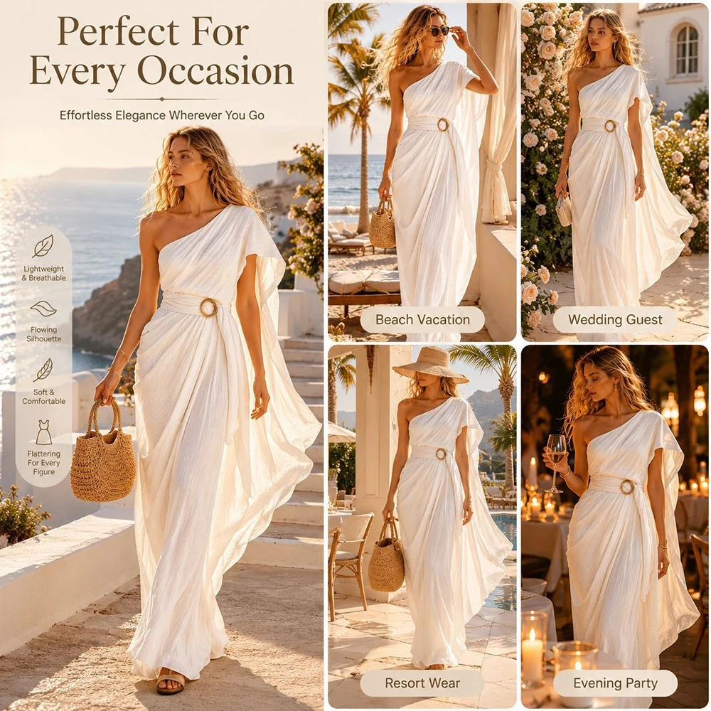 Women Dresses Spring Summer New Fashion High-end Sleeveless Off Shoulder High Waisted Long Dress Women's Clothing Vestidoes