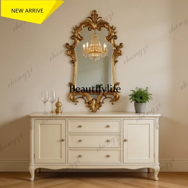 M178 French retro makeup mirror light luxury high-end wall-mounted vanity mirror household entrance fireplace decorative mirror