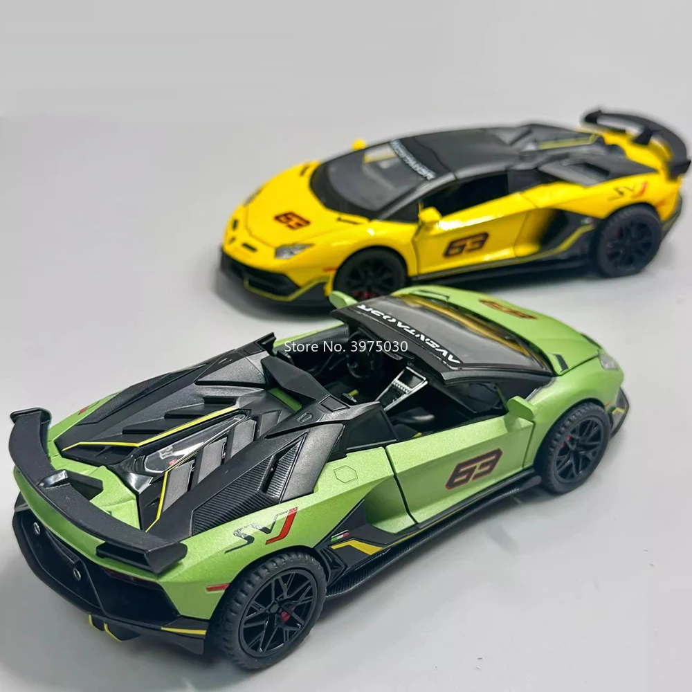 รถของเล่นจำลอง Lamborghini SVJ63 Countach LP500S รุ่นโลหะผสมแบบดึงหลัง ขนาดเล็ก สำหรับนักสะสม