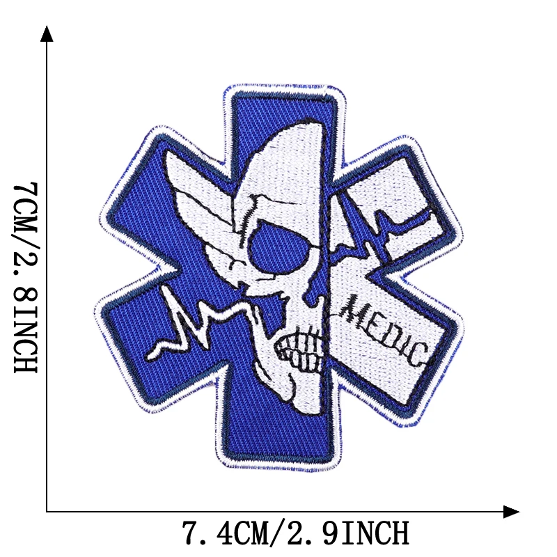 Patch Thermo collant Rock Punk Feuer Blitz Schädel für Kleidung Eisen auf Puffer Jacke Designer gestickte Nähen Abzeichen Rucksack a – Detail 10