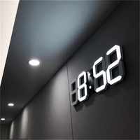 3D LED Digital Wall Clock with 3 levels Brightness Alarm Clock Snooze Table Clocks Thermometer Wall Hanging Clock Home decor