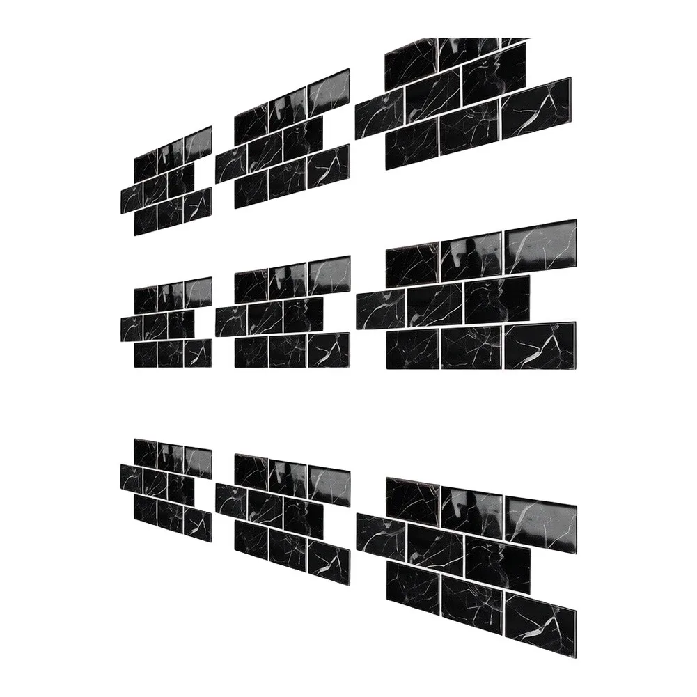 Self 3D Kitchen Backsplash Tiles PVC Waterproof Oil for proof Modern Solid Color Decals 32cm x 16.5cm 6 Piece Pack