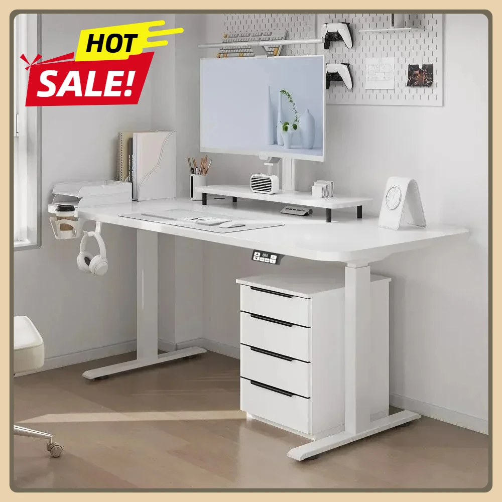 Escritorio ajustable Escritorio de pie eléctrico Escritorio de pie para sentarse Estación de trabajo de oficina en casa ajustable en altura Blanco 63x24 pulgadas