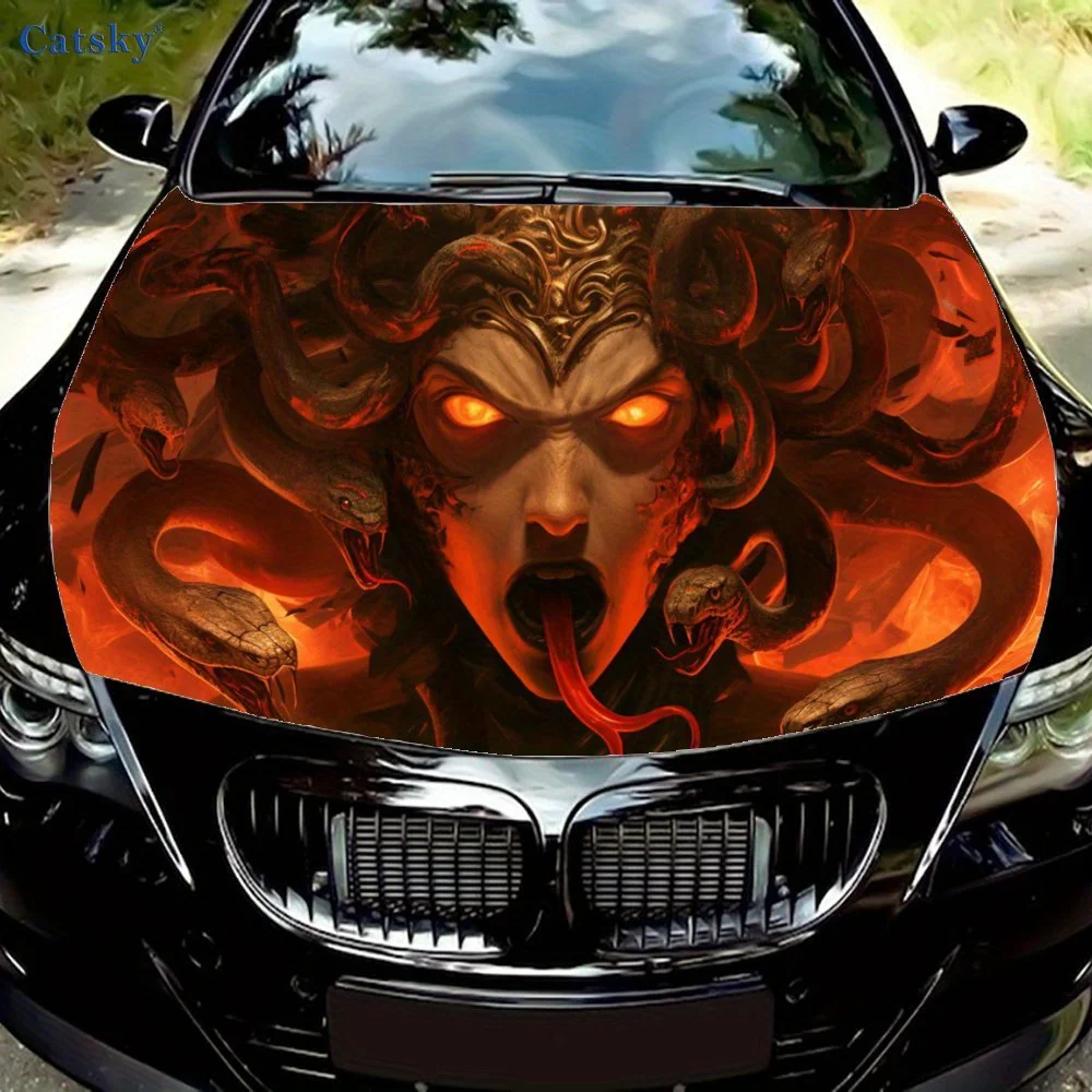 

Виниловая пленка Fierce Medusa для автомобиля, водонепроницаемая наклейка на капот автомобиля из ПВХ, самоклеящиеся устойчивые к царапинам наклейки для крышки двигателя, Car De