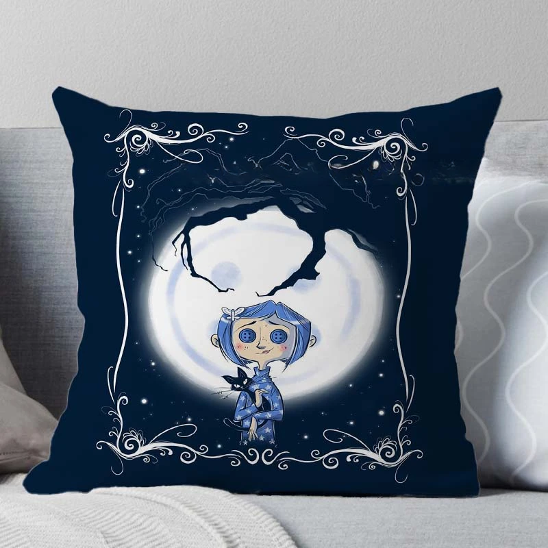 Coraline Pillow Case 45cm Decorative Bedroom Sofa Car Cushion Cover Boys Girls Cool Pillowcover Kids Gifts No Pillow Insert