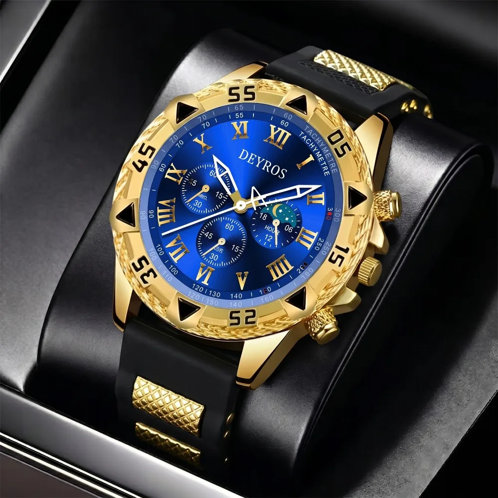Business Casual Men Watch | Silicone Band Quartz Wristwatch for All Occasions