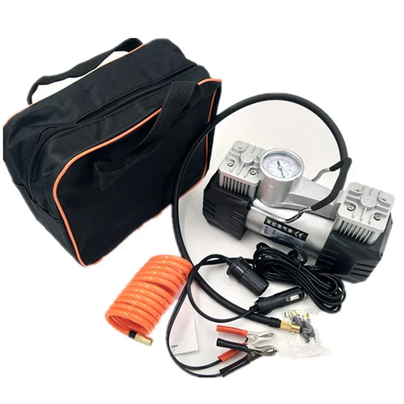 

1pcs 3008 Low Noise Double Cylinder Car Air Compressor Car Tire Inflatable Pump for Car Emergency With Handbag